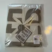 Demdaco Don’t Wake The Bear Baby Blanket Thrown Gray Cream Hand Woven NWT