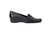 Womens Hush Puppies Meadow Adc Black Wedge Leather Work Casual Shoes
