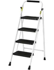 [Giantz] 4 Step Folding Multi-Purpose Platform Steel Ladder in Black/White