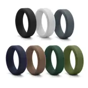 Silicone Rubber Wedding Beveled Band Ring Flexible Comfortable Work Sport 8MM