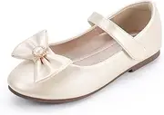 [PANDANINJIA] Girls Toddler/Little Kid Jada Dress Mary Jane Pumps with Heels Bow Party Wedding Princess Shoes