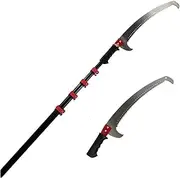 Telescopic Branch Saw Set with Curved Tree Saw 65Mn Steel Hand Saw Aluminum Telescopic Rod in Reinforced Design 24FT/7.2M Working Height Ideal As a High Branch Saw Tree Trimmer,Red