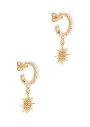 Soru Jewellery Mini Luna 24kt Gold-plated Hoop Earrings - Pearl ONE SIZE