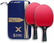 5 Star Professional Ping Pong Paddle Advanced Training Table Tennis Rackets/Paddles/Bats with Carry Case (2PCS)