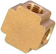 4-Way Brass Pipe Fitting, 1/4" BSP Female Thread, Square Cross Connector for Water Fuel Gas