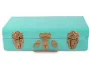 Vintage Style Metal Storage Rectangular Trunk Storage Chest Box Blue Green