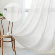 Natural Living Room Curtains 2 Panel Sets, Soft Cotton Blend Semi Sheers Ligh...