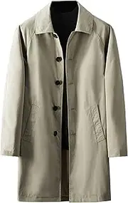 [SAOJEYI-DG] Men's Casual Single-Breasted Trench Coat Lapel Coat With Pockets Lightweight Loose Overcoat