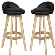 ALFORDSON 2pcs Swivel Bar Stools Kitchen Barstools Dining Chair Counter Stool Chair with Footrest for Home Bar Dining Room, Liam Black