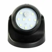 Black Motion Sensor Security LED Light 360o Battery Operated Indoor Outdoor