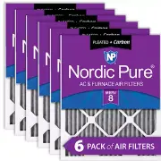 14x30x1 (13_15/16x29_15/16) Furnace Air Filters MERV 8 Pleated Plus Carbon 6 Pk