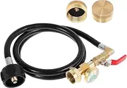 Refill Adapter for Propane Tank, Propane Adapter with Glow in The Dark Gauge, Brass Connector with Hose for Outdoor Stove BBQ RV Camping Grill Tank