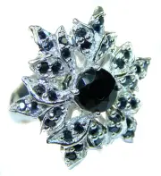 Brilliant Blue Authentic Sapphire .925 Sterling Silver Large handcrafted Ring