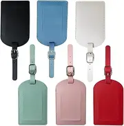 Paifeancodill Lovely Secure Luggage Tags, 6 Pcs Suitcase Luggage Tags Business Card Holder/Travel ID Bag Tag, PU Leather Luggage Tag with Privacy Cover, Suitcase Label ID Tags ID Label(Mixed Color 2)