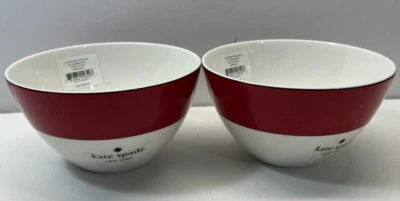 Kate Spade Lenox Bowls Red White Rutherford Circle Designer Luxury Home