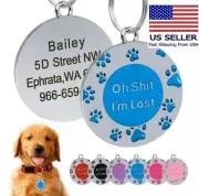 Oh Sh*t I'm Lost Custom Pet Tag ID Name Dog Collar Engraved Funny Tag Split Ring