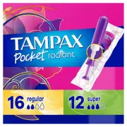 Tampax Pocket Radiant Tampons with LeakGuard Braid 28 Ct