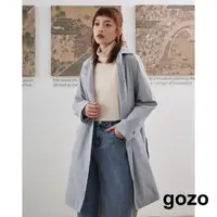 在飛比找momo購物網優惠-【gozo】防潑水不對稱領子鋪棉大衣外套(灰色)