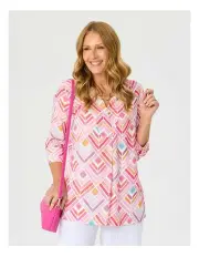 [Fella Hamilton] Paradise 3/4 Sleeve Tunic in Pink