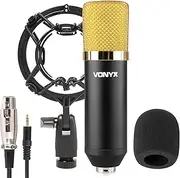 Vonyx 173.404 CM400B Studio Condenser Microphone Black/Gold 48v Phantom Power