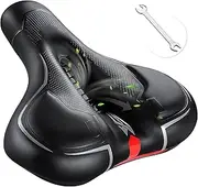 IPOW Comfort Bike Seat for Women or Men, Bicycle Saddle Replacement Padded Soft High Density Memory Foam with Dual Shock Absorbing Rubber Balls Suspension Universal Fit for Indoor/Outdoor Bikes