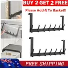 Black Over The Door Hanger 7 Hooks Clothes Coat Jacket Rack Towel Holder Storage