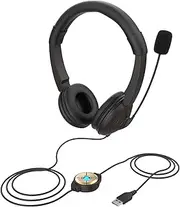 zolyet USB Wired Headset with Noise Cancelling Microphone On Ear Computer Headphone Call Center Earphone Control Speaker Mic Mute Adjustable Headband Black