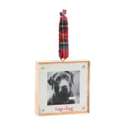 Mud Pie Home TOP DOG White Distressed Wood Christmas Tree Ornament