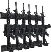 Sleek Black Gun Rack Mount - Durable Steel, Easy Installation, 6 Firearms
