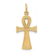 10k Yellow Gold Solid Flat-Backed Ankh/Egyptian Cross Pendant