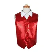 Red Boys Junior Sequin Patterned Vest Waistcoat