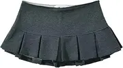 [STKARCV] Women's Fabric Low Waist Mini Skirt Wide Pleat Decoration Light Grey Flounce A Line Skort Hot Sweet