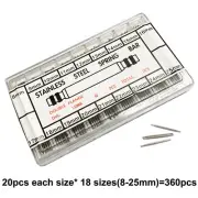 360pcs Spring Bar 8mm-25mm Steel Metal Release Pins Watchmaker Repair Tool Kit