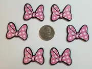 6 Pcs Lot Minnie Mouse bow Flatback Resin Cabochon Hair Bow Center Supply.