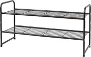 2 Tier Shoe Rack For Entryway Extra Large Capacity Wire Grid Bronze Rectangular