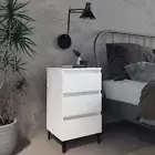 Set Of 2 Nightstands With Drawers Bedside Table White Industrial Side Cabinet
