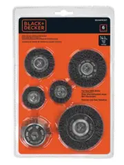 Black+Decker 6-PCS WIRE WHEEL & CUP BRUSH SET Metal & Wood 1/4" Shank New Sealed