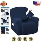 Navy Recliner Couch Cover with Elastic Fit - Stretch Jacquard Fabric Comfort