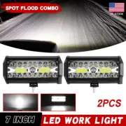 2x 7inch 800W LED Work Light Bar Flood Spot Combo Fog Lamp Offroad Driving Truck
