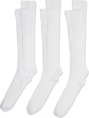 [Jefferies Socks] Girls 7-16 School Uniform Acrylic Cable Knee High 3 Pair Pack