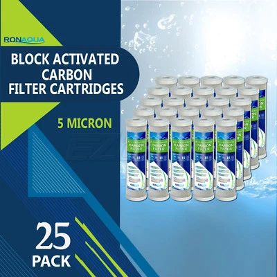 25PK- 9.875" x 2.5" Coconut Shell Carbon Block Water Filter for Whole house & RO