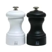 Peugeot 2/24291 Bistro 4 Inch Black Matte Pepper Mill and 4 Inch White Matte Sal