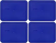 Pyrex 7211-PC 6 Cup Cobalt Blue Rectangle Food Storage Lid for Glass Dish (4, Cobalt Blue)