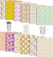 Tintnut Smiley Face Sublimation Transfer Ink Sheets - 12 Sheets 12"x10", Retro Smile Pattern Sublimation Transfer Paper Bundle Compatible with Cricut for DIY Mugs, Tumblers, Key Chain, T-Shirts