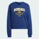 adidas 愛迪達 上衣 女款 長袖上衣 帽T 運動 三葉草 亞規 GFX CREW SWEAT 藍 IL2414 (S2157)