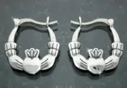 Classical Large Double Sided Stainless Steel Claddagh Hoop Earrings