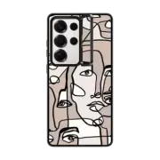 Galaxy S25 Ultra Impact Ring Stand Case FACE MOSAIC SKETCH 3 LIGHT SKIN IPHONE, ABSTRACT MINIMAL PEOPLE MEN ILLUSTRATION By Ebi Emporium