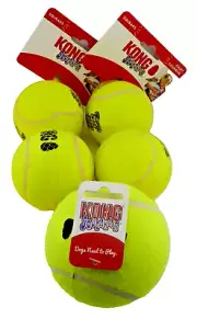 KONG SqueakAir Ball Bundle 1 X-Large 4" and 4 Large 3" Nonabrasive Fetch Dog Toy