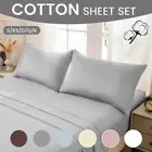 100% Combed Cotton Bed Flat Fitted Sheet Set Soft Single/Double/Queen/King Size