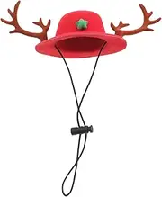 YARNOW Xmas Pet Hat with Reindeer Antlers Cute Christmas Costume for Dogs and Cats for Parties Daily Wear and Festive Photo Opportunities